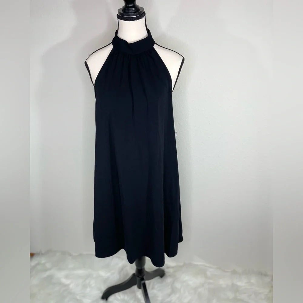 Nine West Womens Mock Neck Swing Mini Dress. Color Black. Size Medium NWT